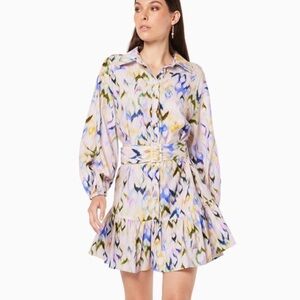 Elliatt Skylah Mini Shirt Dress Watercolor Belted Pink Purple Size Small